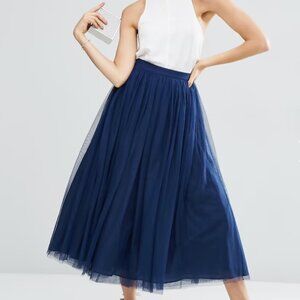 ASOS Tulle Prom Skirt with Multi Layers - Medium, Navy